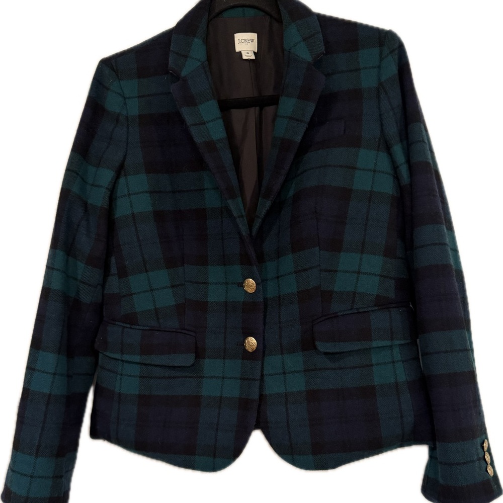 J. Crew Women's Tartan Blazer - Teal and Navy